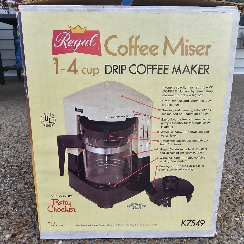 Vintage Regal Coffee Miser 1-4 Cup Poly Drip Coffee Maker USA K7549 Tested Works